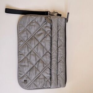 LeSportsac signature wristlet in platinum quilting